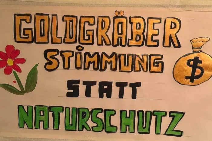 Plakat IG PV: Goldgräberstimmung statt Naturschutz - gegen XXL Solarpark Morscheid